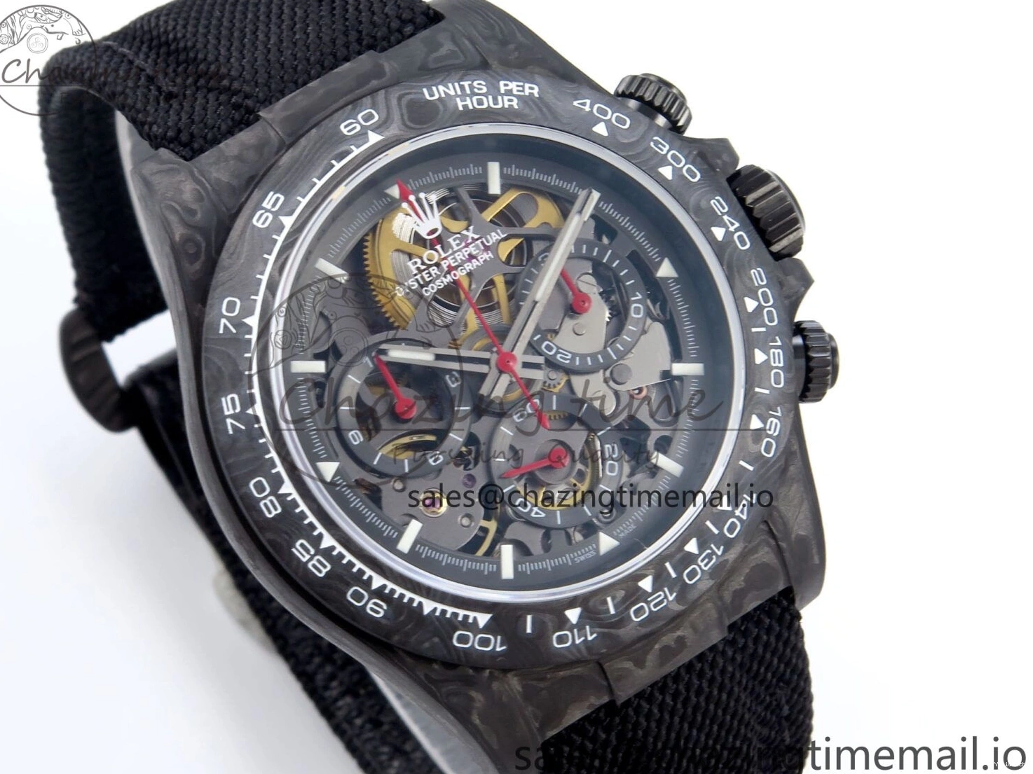 Best 40mm N6F Skeleton Black DD4801 Daytona Dial Gray Diw 1:1 Strap Edition Nylon 1126